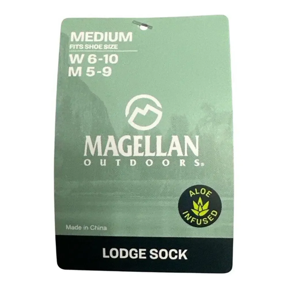 Magellan Outdoors Lodge Crew Socks Purple Gray Aloe Infused Lined Medium 6-10